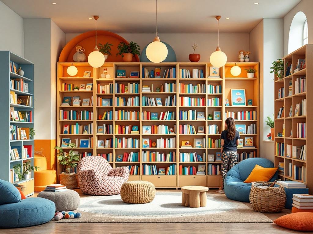 Noua locație a Bibliotecii pentru copii Brașov în Centrul Civic, un spațiu luminos dedicat lecturii.